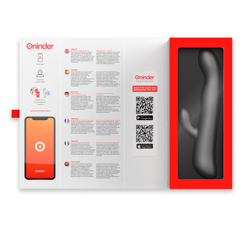 Oninder | OSLO | App Controlled Rabbit | Vibration & Rotation Black - Grey
