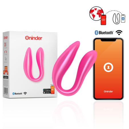 Oninder, Δονητής Διπλός, G-Spot & Κλειτοριδικός - Ροζ, App