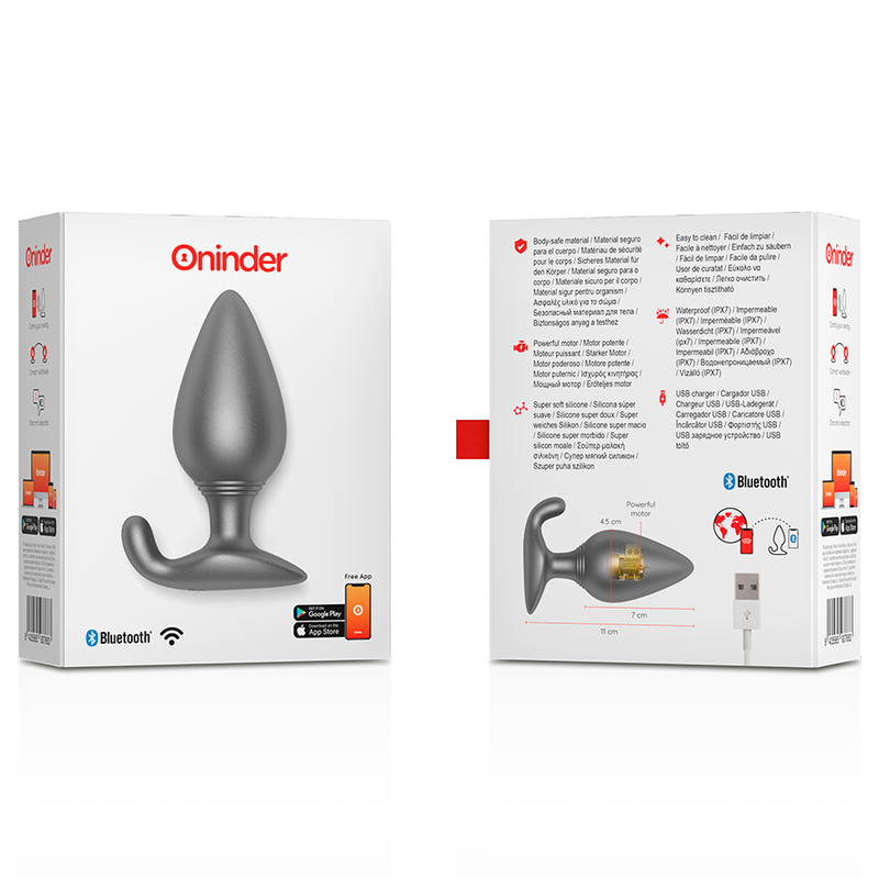 Oninder | RIO | App Controlled Vibrating Anal Plug - Grey
