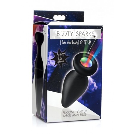 XR Brands, Booty Sparks, Silicone Light-Up, Large Anal Plug, Black