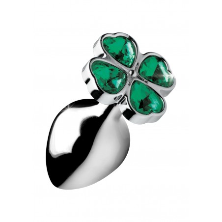 Μεταλλική Πρωκτική Σφήνα, Lucky Clover Gem, Silver, Medium