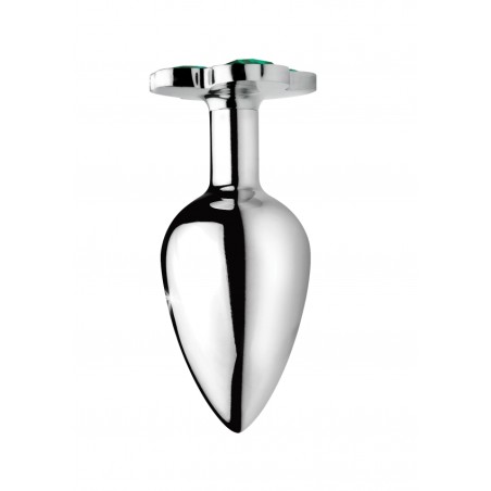Μεταλλική Πρωκτική Σφήνα, Lucky Clover Gem, Silver, Medium
