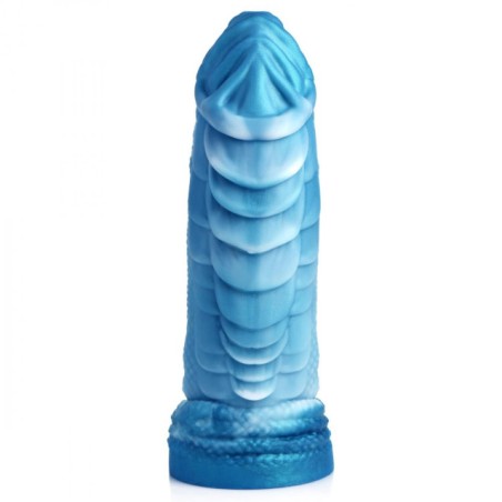 XR Brands, Sea Serpent Blue Scaly Silicone Dildo, Blue