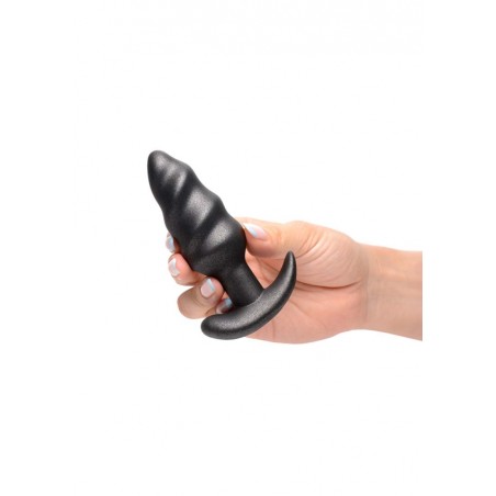 XR Brands, 25X Vibrating Swirl Butt Plug with Remote, Black