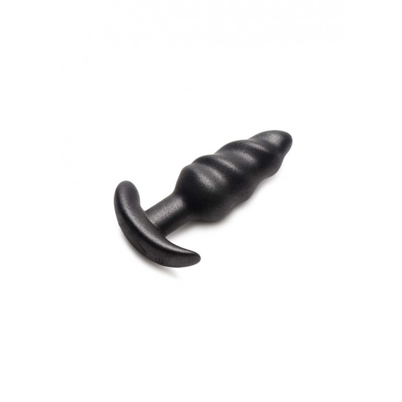 XR Brands, 25X Vibrating Swirl Butt Plug with Remote, Μαύρο
