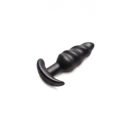 XR Brands, 25X Vibrating Swirl Butt Plug with Remote, Black