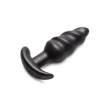 XR Brands, 25X Vibrating Swirl Butt Plug with Remote, Black