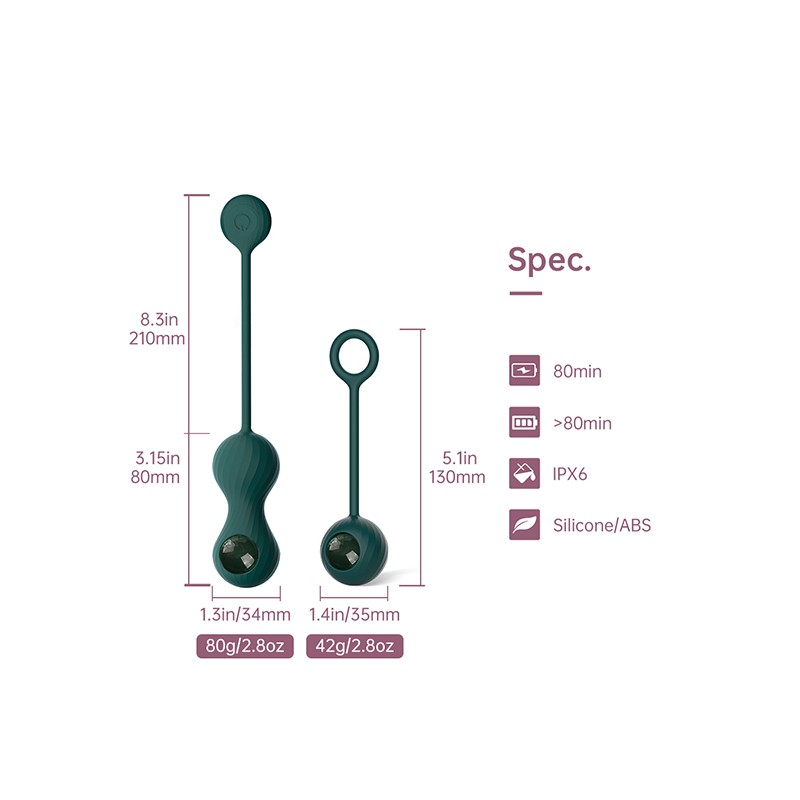 Magic Motion, Crystal Duo Smart Kegel Vibrator With Weight Set
