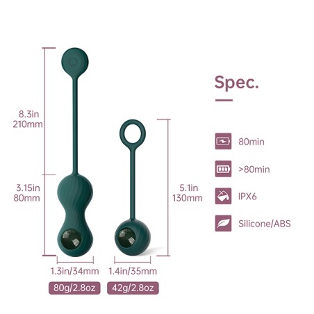 Magic Motion, Crystal Duo Smart Kegel Vibrator With Weight Set
