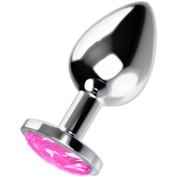 OHMAMA, Aluminium, Butt Plug, With, Pink Crystal, Large