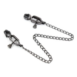 OHMAMA, Metal Nipple Clamps, With Chain, Black