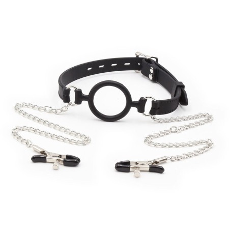 OHMAMA, Fetish, Silicone, O-Ring Gag, With, Nipple Clamps