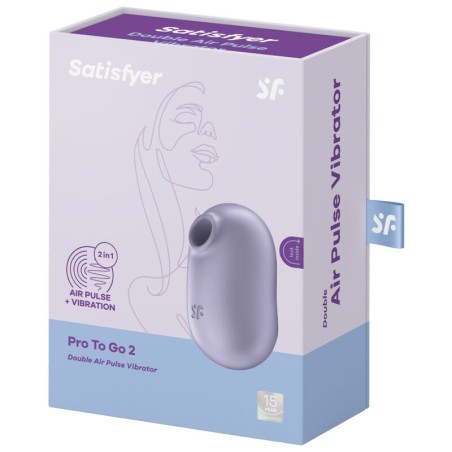 SATISFYER, PRO TO GO 2, Double Air, Pulse, Stimulator, & Vibrator, Purple