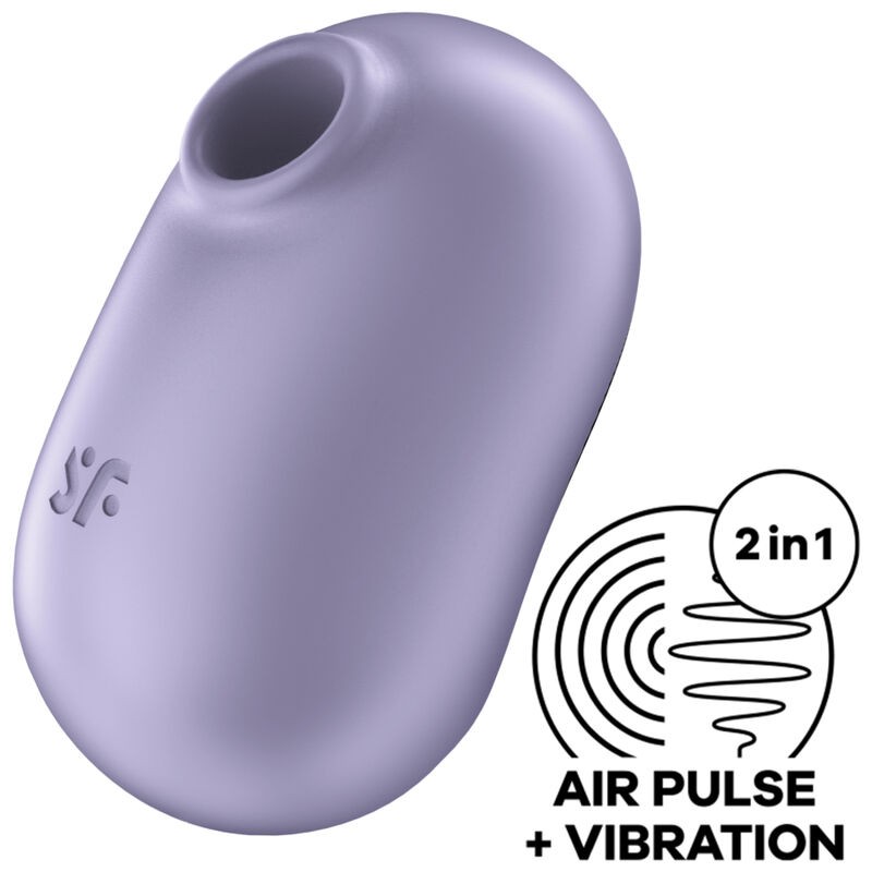 SATISFYER, PRO TO GO 2, Double Air, Pulse, Stimulator, & Vibrator, Purple