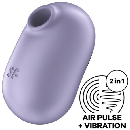 SATISFYER, PRO TO GO 2, Double Air, Pulse, Stimulator, & Vibrator, Purple