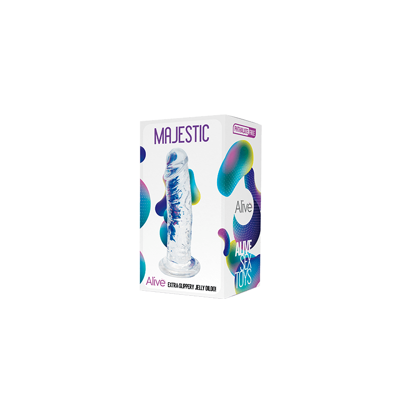 Non Realistic Dildo With Suction, Majestic, Clear, 15cm