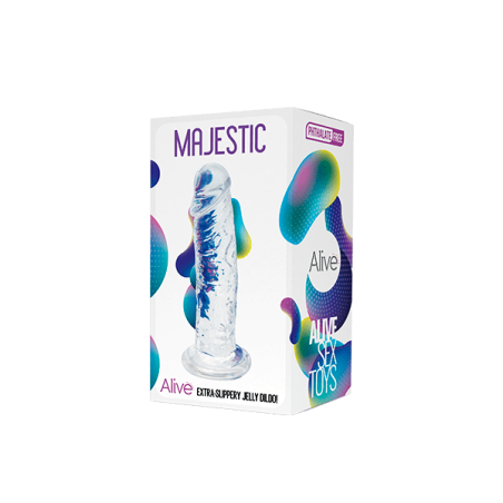 Non Realistic Dildo With Suction, Majestic, Clear, 15cm