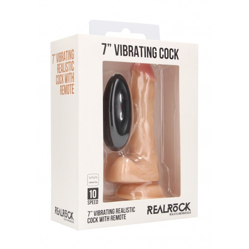 Vibrating Realistic Cock with Scrotum - 17,8cm