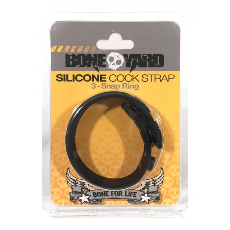 Δαχτυλίδι Πέους Σιλικόνης, 4 Snap Silicone Cock Strap, Μαύρο