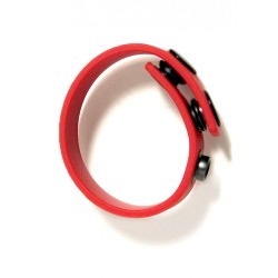 BONEYARD, Black 4 Snap Silicone Cock Strap, Red