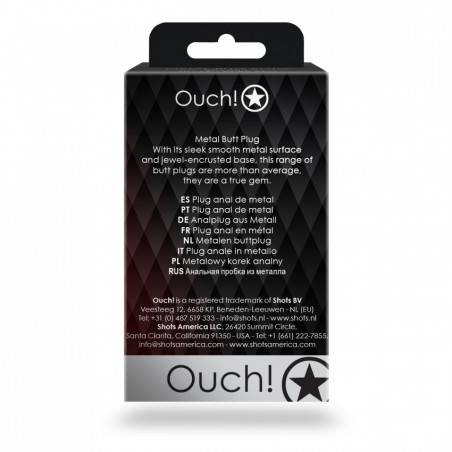 Round, Gem, Butt Plug, Small, Silver, Ruby Red