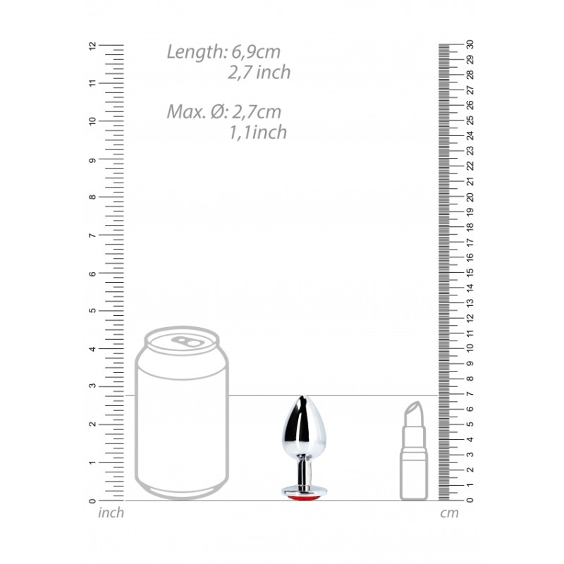 Στρογγυλή,  Μεταλλική, Σφήνα, Silver, Ruby Red, Small