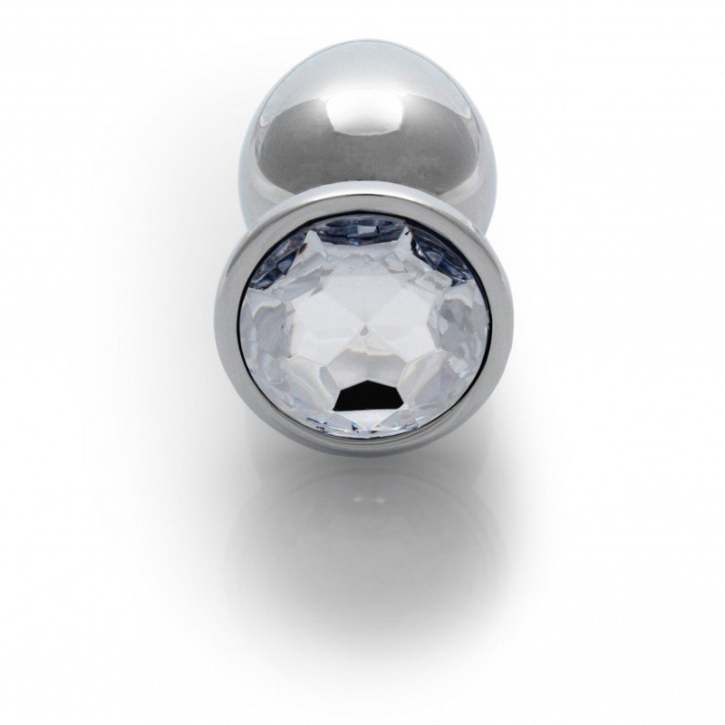 Round, Gem, Butt Plug, medium, Silver, Diamond