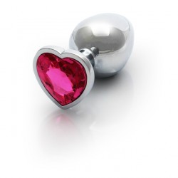 Gem, Butt Plug, medium, Silver, Rubellite Pink