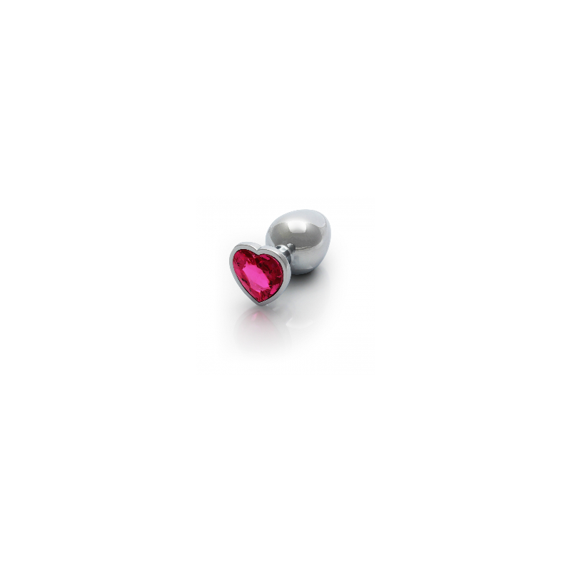 Heart , Gem, Butt Plug, large, Silver, Rubellite Pink