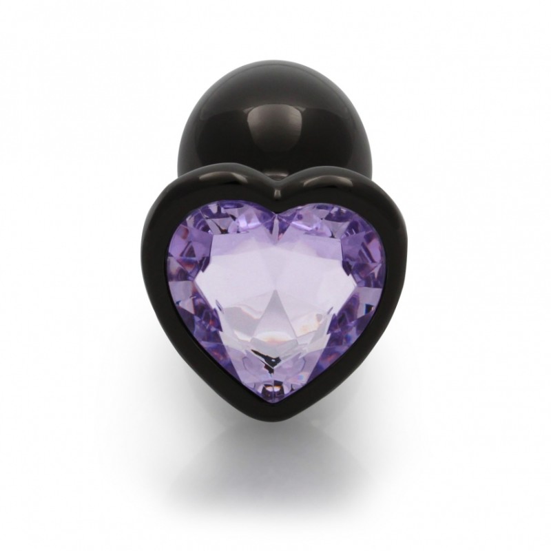 Heart Gem, Butt Plug, Small, Gun Metal, Amethyst, Purple