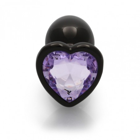 Heart Gem, Butt Plug, Small, Gun Metal, Amethyst, Purple