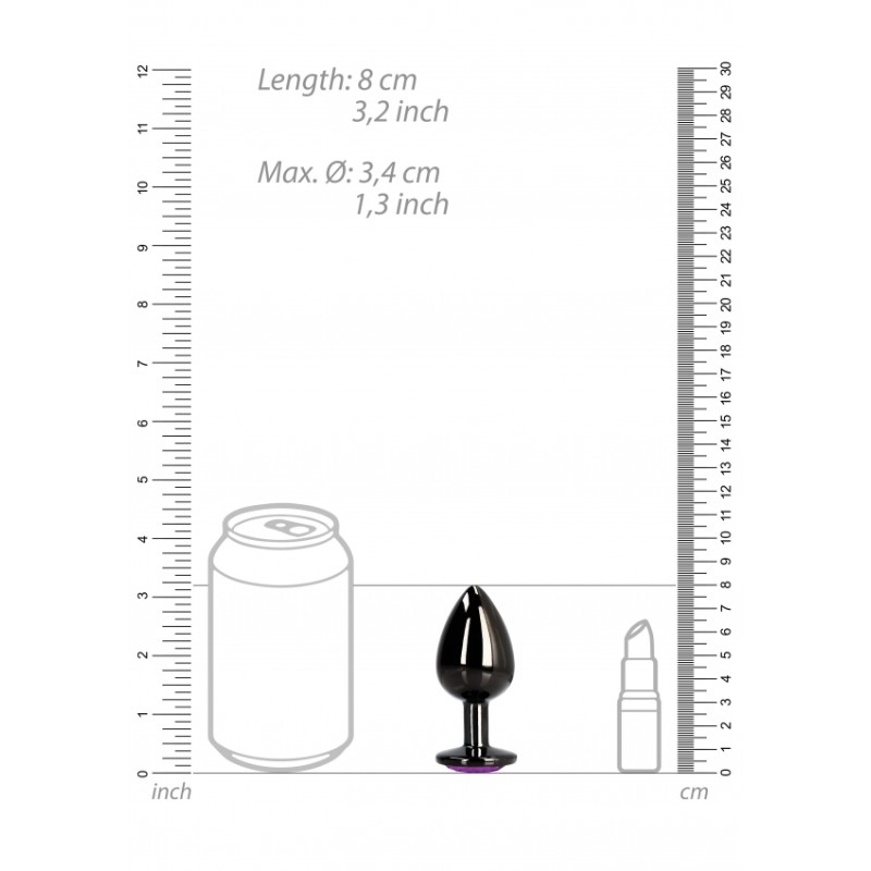 Gem, Butt Plug, medium, Gun Metal, Amethyst Purple