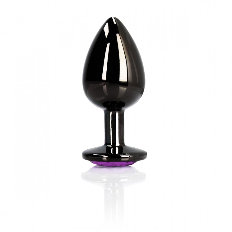 Gem, Butt Plug, medium, Gun Metal, Amethyst Purple