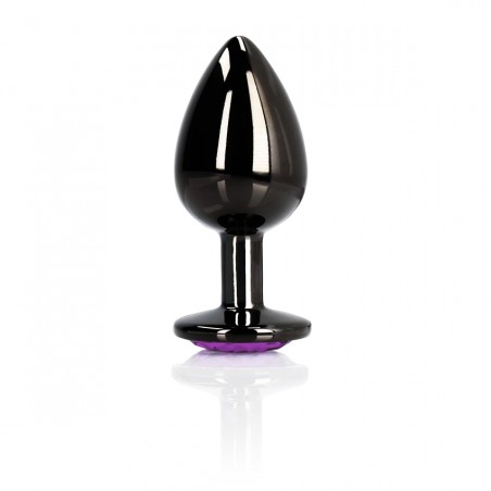 Gem, Butt Plug, medium, Gun Metal, Amethyst Purple
