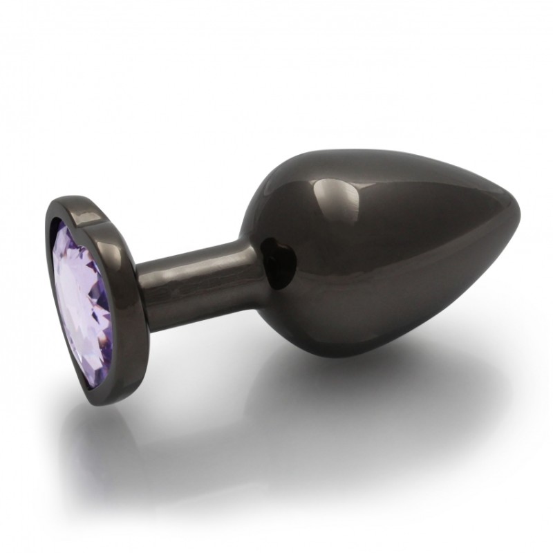 Gem, Butt Plug, medium, Gun Metal, Amethyst Purple