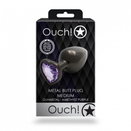 Gem, Butt Plug, medium, Gun Metal, Amethyst Purple