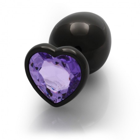 Heart , Gem, Butt Plug, large, Gun Metal, Amethyst Purple