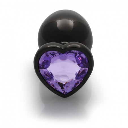 Heart , Gem, Butt Plug, large, Gun Metal, Amethyst Purple