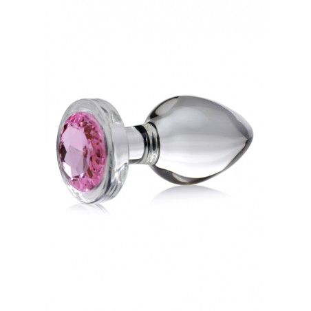 Pink Gem, Glass, Anal Plug, Large