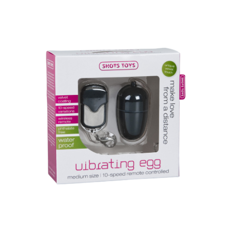 Vibrating Egg, 10 Speeds, Remote Control, Medium, Black