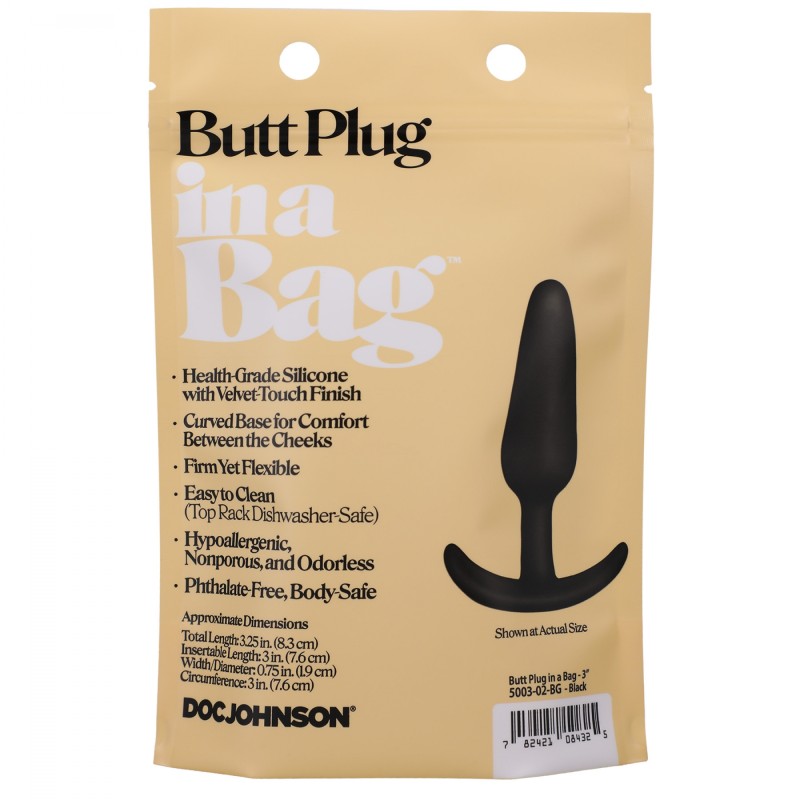 Doc Johnson, Silicone, Butt Plug, in a Bag, 8cm