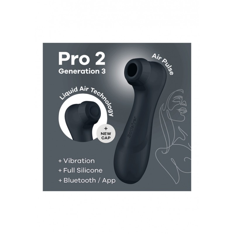 Satisfyer, Pro 2, Generation 3, Liquid Air, Vibration, and App, Black