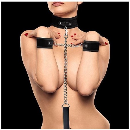 Velcro Collar With Seperate Cuffs - Black