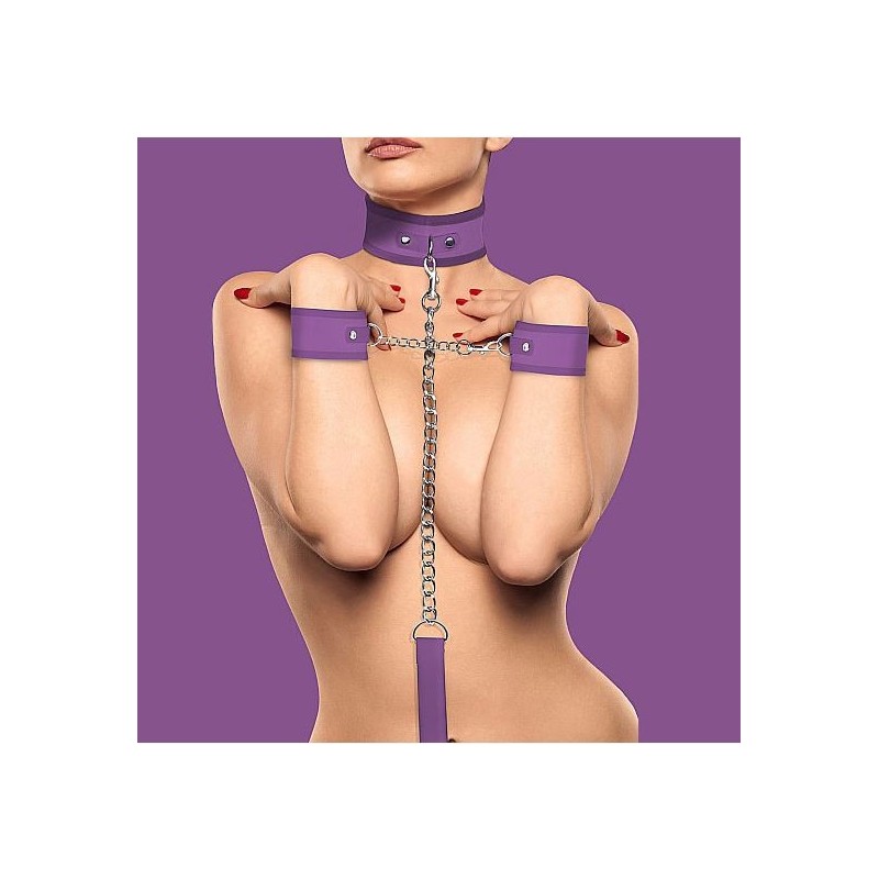 Velcro Collar With Seperate Cuffs - Purple
