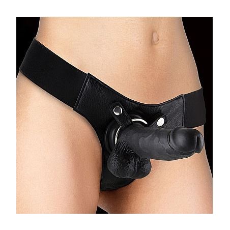 Realistic 20cm - Strap-On - Black