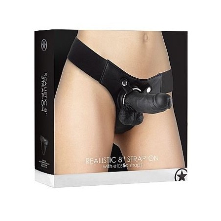 Realistic 20cm - Strap-On - Black