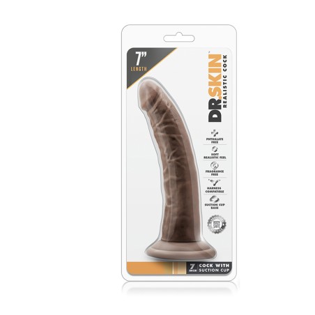 DR. SKIN 7, Ρεαλιστικό, Ομοίωμα, Πέους, με Βεντούζα, Καφέ