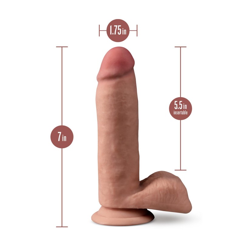 DR. SKIN, PLUS, POSABLE, DILDO WITH BALLS, 17cm, mocha