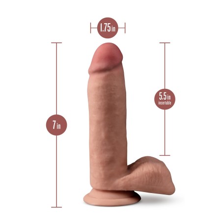 DR. SKIN, PLUS, POSABLE, DILDO WITH BALLS, 17cm, mocha