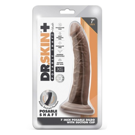 DR. SKIN, PLUS, POSABLE, DILDO WITH BALLS, 19cm, chocolate